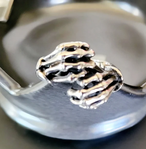 Skeleton Hand Ringing Bell Ring - Crossed skeleton hands - Biker Bum
